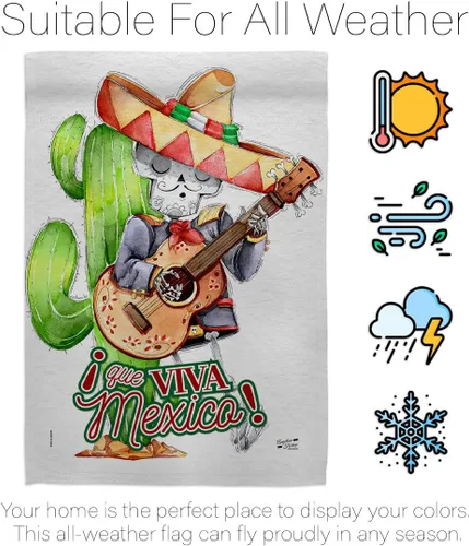 Vista 6 de Que Viva - Bandera de casa de México, fiesta de verano del Cinco de Mayo, cactus y piñata, sombrero para fiesta mexicana al aire libre, pancarta