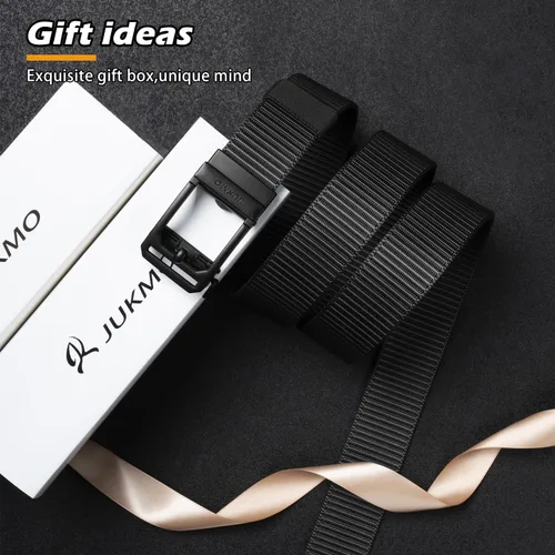 Vista 6 de JUKMO Cinturón táctico de trinquete para hombre, cinturón de trabajo de correa de nailon de 1.5" con hebilla deslizante automática, ajustable