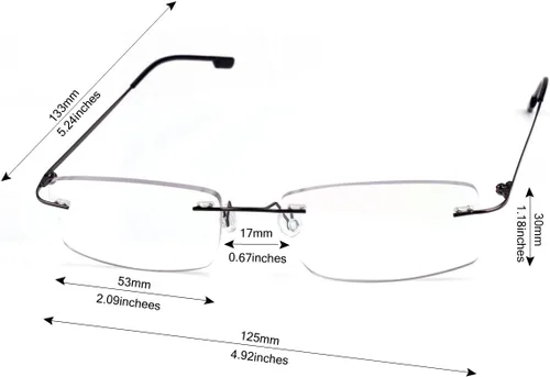 Vista 6 de Agstum Titanium Alloy Flexible Rimless Hinged Frame Optical Eyeglasses Frames