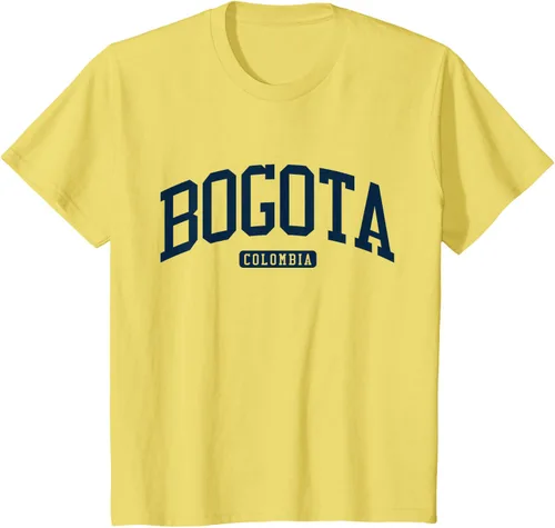 Vista 47 de Bogotá Colombia College University Style Camiseta azul marino, Blanco
