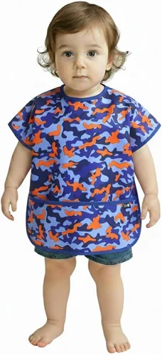 Vista 22 de Plie Short Sleeve Waterproof Bib for Toddlers – Easy Clean Feeding Apron for Mealtime, Daycare, Self-Feeding, Lightweight