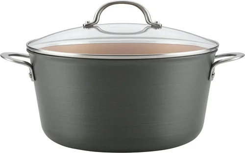 Vista 10 de Ayesha Curry Home Collection Sartén antiadherente anodizada dura con tapa, 4.5 cuartos de galón, gris carbón