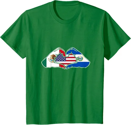Vista 49 de Corazón manos México, El Salvador y Estados Unidos. Camiseta, Negro