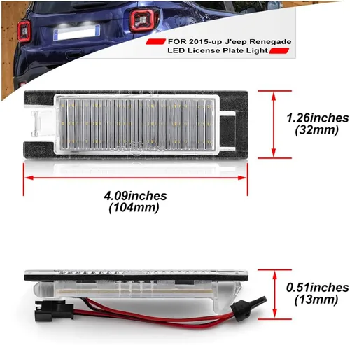 Vista 5 de Reemplazo de luz de matrícula LED para 2015 en adelante J'eep Renegade 6000 K xenón blanco llevó placa de matrícula luz trasera kit de lámpara