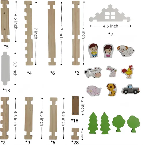 Vista 4 de Juego de bloques de construcción de madera de 105 piezas, juguete educativo STEM para niños de 3 a 8 años