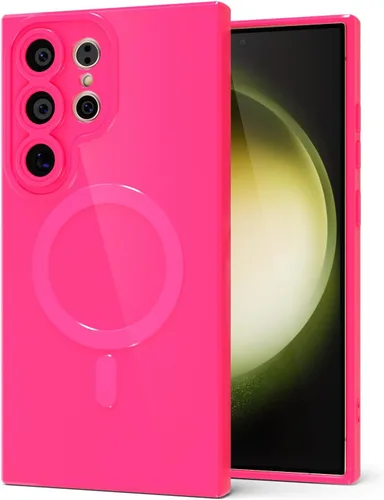 Vista 31 de Svanove Funda magnética de silicona para Samsung Galaxy S22, compatible con Magsafe, bonita funda para mujer, goma de gelatina brillante delgada