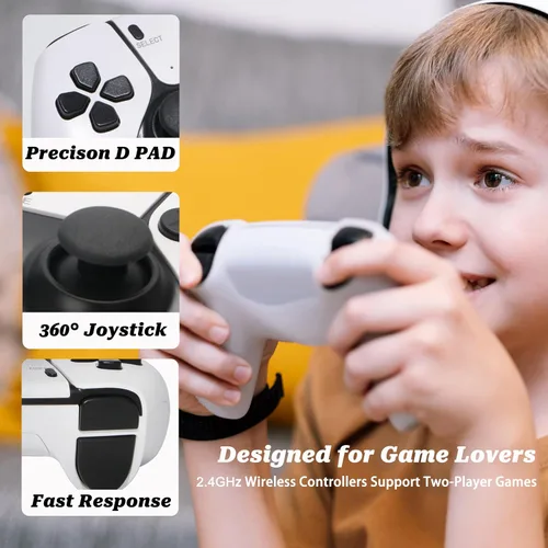 Vista 4 de Hikonia Retro Game Console with 20000 Games,Plug & Play Video Game Console 18 Emulators Classic Games,4K HDMI Output for TV,Dual Controllers
