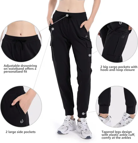 Vista 5 de HARTPOR Pantalones deportivos con forro polar para mujer, pantalones cargo de senderismo, resistentes al agua, pantalones deportivos de invierno