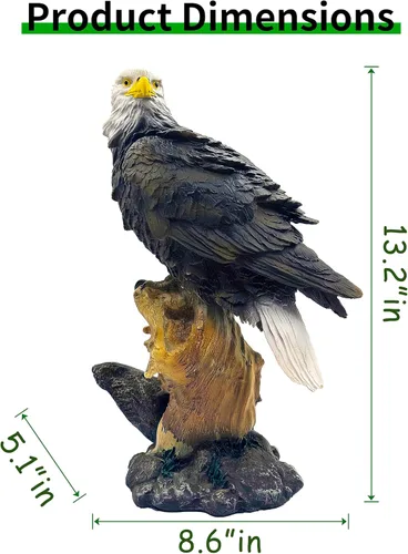 Vista 3 de Teaeeno Majestic Eagle - Estatua decorativa de águila, escultura de decoración de patio de águila, estatua de animal para interiores y exteriores