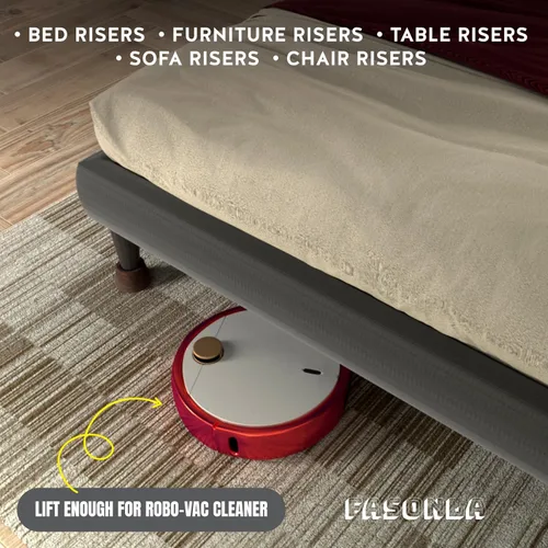 Vista 5 de Elevadores de cama (juego de 4) elevadores de muebles de altura de 2 pulgadas, elevadores de madera maciza de roble para cama, elevadores de muebles