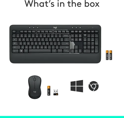 Vista 11 de Logitech MK540 Combo avanzado de teclado y mouse inalámbricos para Windows, receptor USB unificador de 2.4 GHz, teclas de acceso rápido multimedia