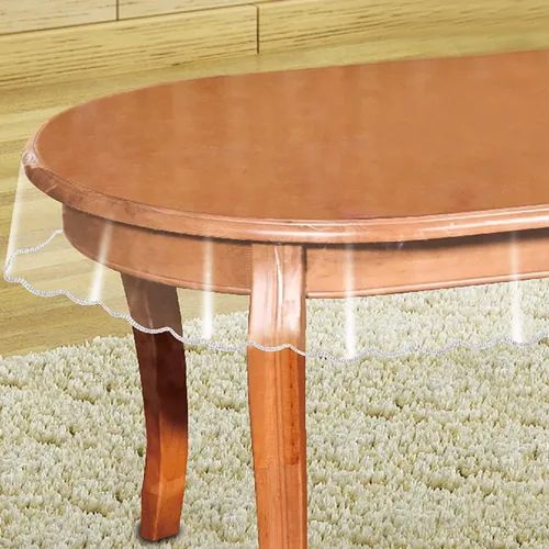 Vista 9 de Mantel redondo transparente, protector de mesa de PVC de vinilo impermeable de 54 pulgadas Superficie transparente para mesas de comedor, fiestas