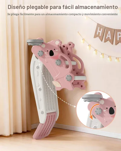 Vista 3 de Babytronic Tobogán 4 en 1 para niños pequeños de 1 a 3 años, para Rosa