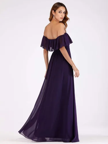 Vista 2 de Ever-Pretty Elegante vestido de dama de honor de gasa con abertura lateral y cintura alta para mujer 00968
