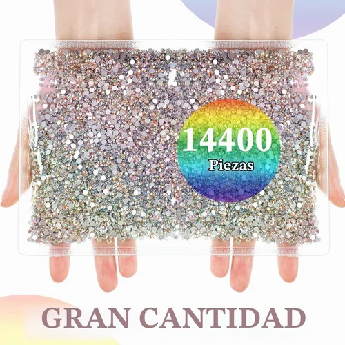 Vista 3 de Cindeer 14400 unidades de diamantes de imitación termoadhesivos de cristal de gran cantidad con parte trasera plana, diamantes de imitación