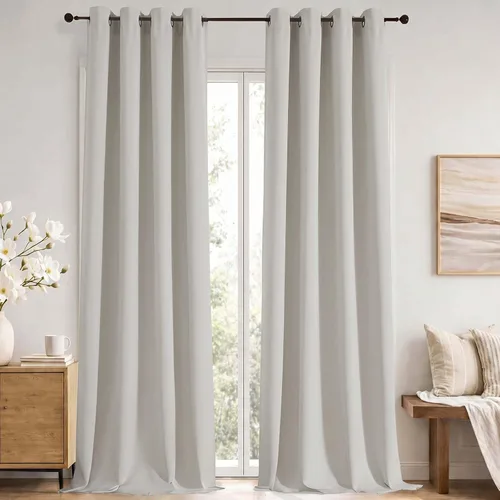 Vista 82 de Simplebrand Cortinas blancas puras de 96 pulgadas de largo para oscurecer la habitación, juego de 2 paneles para dormitorio/sala de estar, bloqueo