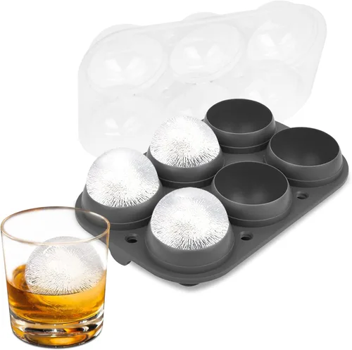 Vista 18 de Samuelworld - Gran molde para bolas de hielo con tapa, bolas de hielo de 6 x 2,5 pulgadas - Sin BPA, bandeja de hielo redonda de silicona fácil