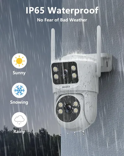 Vista 8 de Sistema de cámara de seguridad WiFi de doble lente de 4 MP, visión amplia de 130° + seguimiento automático PTZ, banda dual de 2.4G/5.8G, cámara