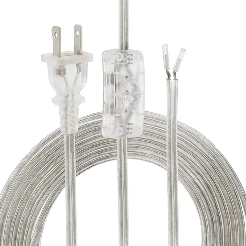 Vista 16 de RTNLIT Cable de lámpara de 6 pies con interruptor de botón de encendido/apagado y enchufe polarizado, extremos pelados listos para cableado, cable