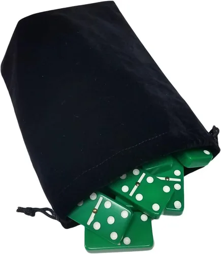 Vista 19 de Marion & Co. Dominó Doble Seis 6 Azulejos Negros Tamaño Jumbo de Torneo Profesional con Giradores en Bolsa Elegante de Terciopelo Negro