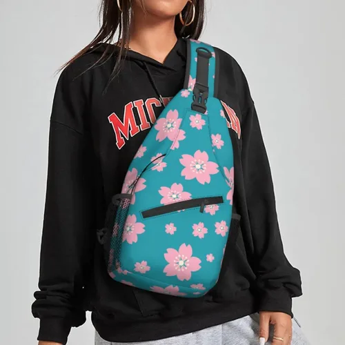 Vista 5 de NiuKom Mochila cruzada para el pecho, bolsa cruzada para el hombro, gimnasio, ciclismo, viajes, senderismo, para mujeres y hombres, Primavera