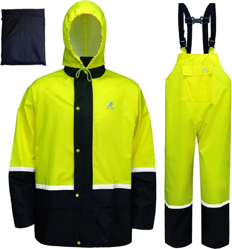 Vista 8 de RainRider Trajes impermeables y transpirables para hombres - Abrigo de lluvia Oxford duradero con pantalones Azul marino
