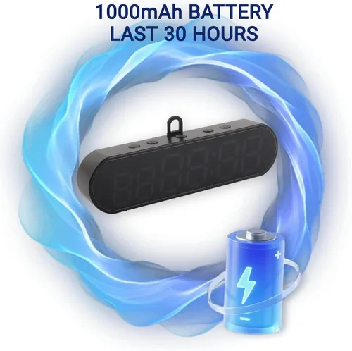 Vista 5 de Temporizador portátil de gimnasio, temporizador de entrenamiento de intervalos con cuenta regresiva/arriba/cronómetro/alarma, 1000 mAh USB reloj