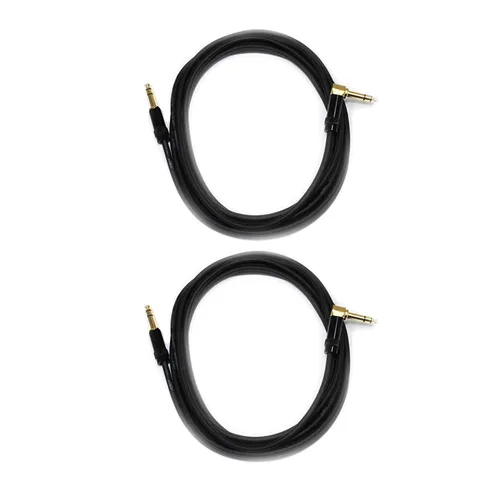 Vista 2 de Audio2000'S E26112P2 - Paquete de dos cables TRS de 12 pies chapados en oro de 1/4 de pulgada en ángulo recto a TRS de 1/4 de pulgada rectos