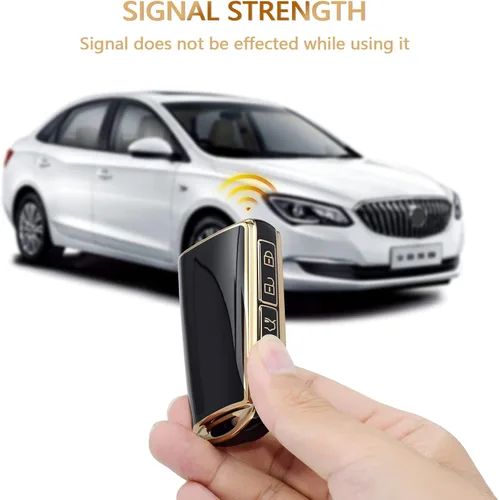 Vista 5 de OFFCURVE Funda para llavero de coche compatible con Mazda B, Oro Negro+llavero