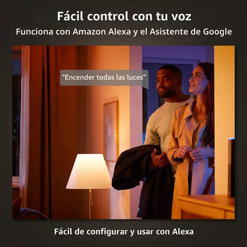 Vista 5 de Bombilla LED Inteligente Philips Hue BR30 de 85W - Ambiente Blanco y de Color que Cambia de Color - Paquete de 4 - 1200LM - E26 - Interior - Control