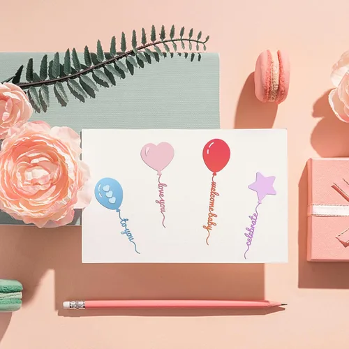 Vista 5 de INFUNLY 26 piezas de globos de palabras troqueladas Love You Valentine troquelado de metal para feliz cumpleaños, plantillas de papel troquelado