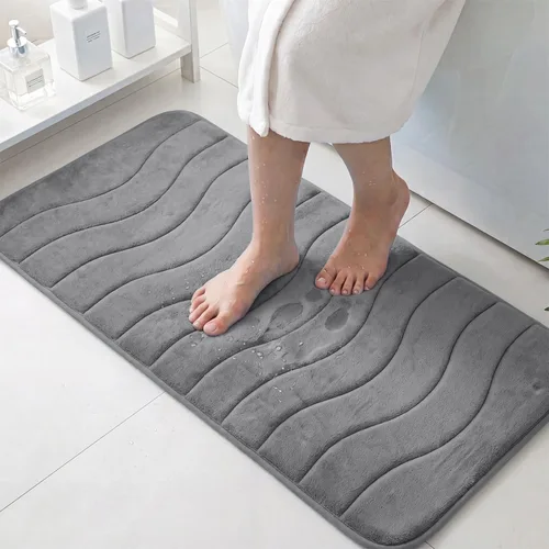 Vista 9 de Flamingo P Alfombra de Baño de Espuma Viscoelástica Tapetes de Baño Alfombra Antideslizante Absorbente de Agua para Ducha, 24x17 pulgadas, Verde Aqua