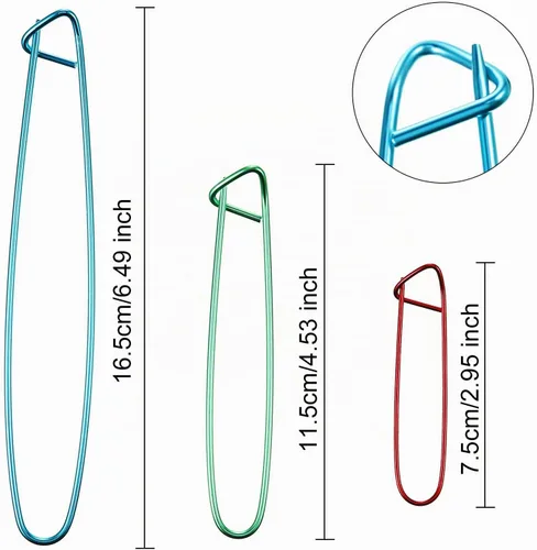 Vista 2 de WILLBOND 9 soportes para puntada de cable, agujas de cable de aluminio de colores mixtos, broche de seguridad, herramienta de tejer suéter, agujas