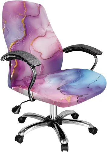 Vista 13 de Funda para silla de oficina de mármol morado, lavable, funda para silla de escritorio, fundas para silla de computadora para silla giratoria, silla