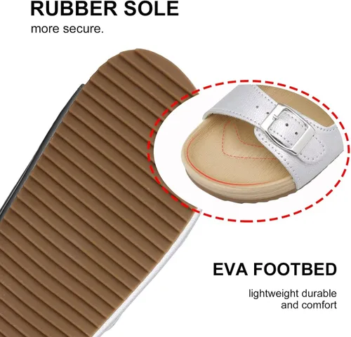 Vista 4 de Sandalias ajustables de doble hebilla para niñas y niños, zapatos de verano ligeros con velcro para niños pequeños y grandes