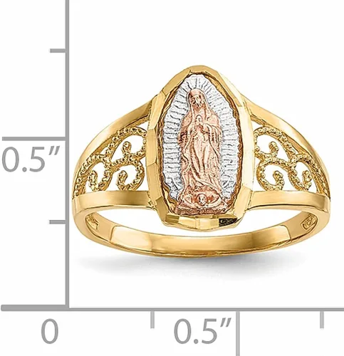 Vista 5 de ICE CARATS Anillo de oro blanco de dos tonos de 14k para mujer, joyería fina religiosa para ella, regalos para ella, Oro