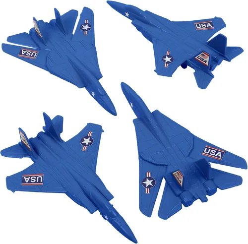 Vista 12 de TimMee Aviones de combate de plástico para hombres del ejército: 4 aviones negros – fabricados en EE. UU