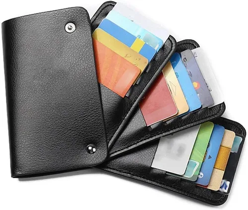 Vista 6 de TKFDC - Cartera delgada de cuero, tarjetero minimalista con bloqueo de bolsillo frontal, hecho de cuero de grano completo, soporte para tarjetas