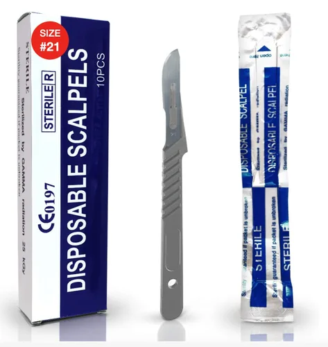Vista 19 de MedHelp Escalpelos Desechables 10 - Herramienta de Dermaplaning Escalpelos 10 con Mango de Plástico, Hojas de Dermablade de Acero de Alto Carbono