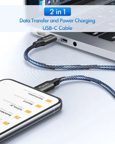 Vista 4 de etguuds Cable largo USB C a USB C de 10 pies, paquete de 2, 60W USBC a USBC, cable de carga tipo C a C de carga rápida para iPhone 17 16 15 Pro Max