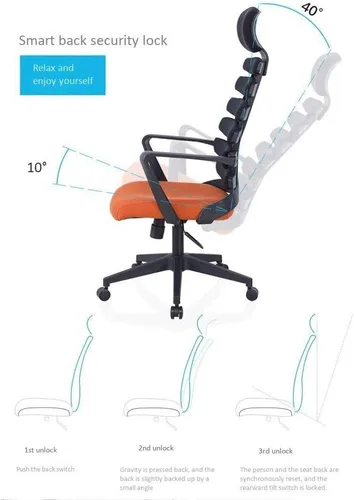Vista 2 de Reclining Office Desk Chair Adjustable High Back Ergonomic Computer Mesh Recliner Home Office Chairs with Footrest and Lumbar Support(A)