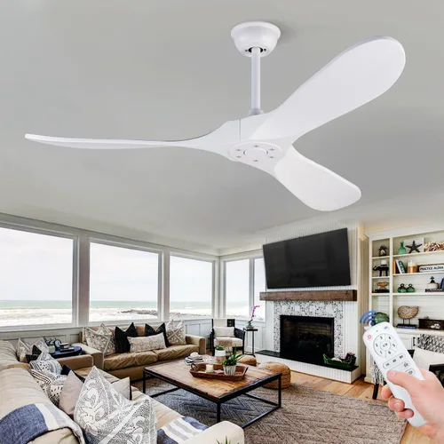 Vista 16 de Ventiladores de techo de 42 pulgadas sin luces, ventiladores de techo negros sin luces con control remoto, 3 aspas de madera maciza, ventilador