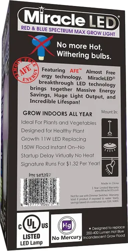 Vista 3 de MiracleLED 604595 - Luz de cultivo roja y azul de 150 W, multiplanta, rojo y azul, 1 paquete, multiplanta roja y azul, 150 W