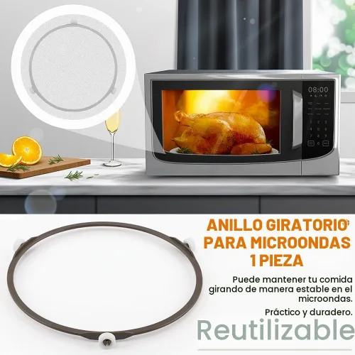 Vista 6 de Anillo giratorio de microondas, accesorios para microondas, bandeja para horno de microondas, anillo de soporte giratorio de soporte de rodillo