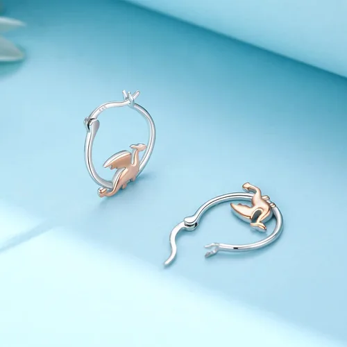 Vista 3 de Hypoallergenic DragonCatBunny Mushroom Earrings for Women 925 Sterling Silver Animal Huggie Hoop Earrings Jewelry Gifts for Sensitive Ears