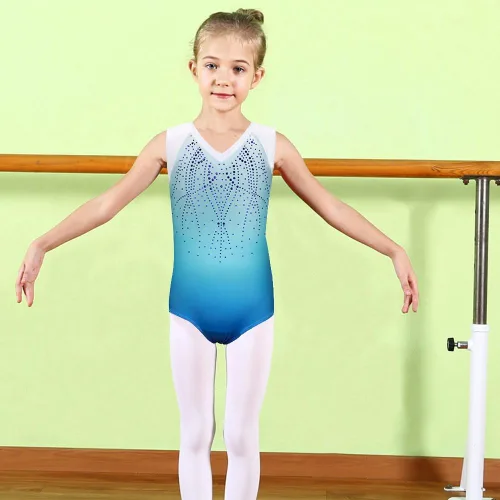 Vista 2 de BAOHULU Leotardos de gimnasia para niñas, de una pieza, de 3 a 14 años, traje de práctica de danza activa