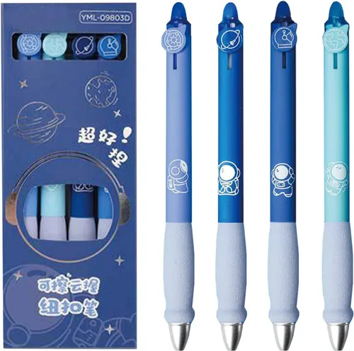 Vista 8 de MOZXIRZ 4 bolígrafos de tinta de gel borrables retráctiles, bonitos bolígrafos de oso de 0.5mm, bolígrafo de punta fina, suministros escolares