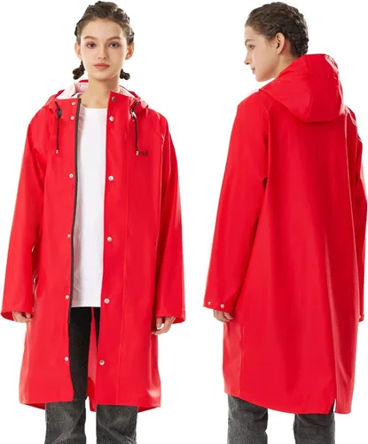 Vista 2 de Chubasquero para mujer, impermeable, con capucha, abrigo de senderismo, ligero, rompevientos, gabardina