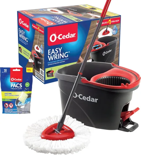 Vista 7 de O-Cedar System Easy Wring - Trapeador giratorio y balde con 3 recambios adicionales con Citrus Pac (Paquete de variedad)