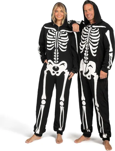 Vista 3 de Spooktacular Creations Adult Skeleton Costumes for Women Skeleton jumpsuit Pajama Zip-Up Hooded Jumpsuit Halloween costume